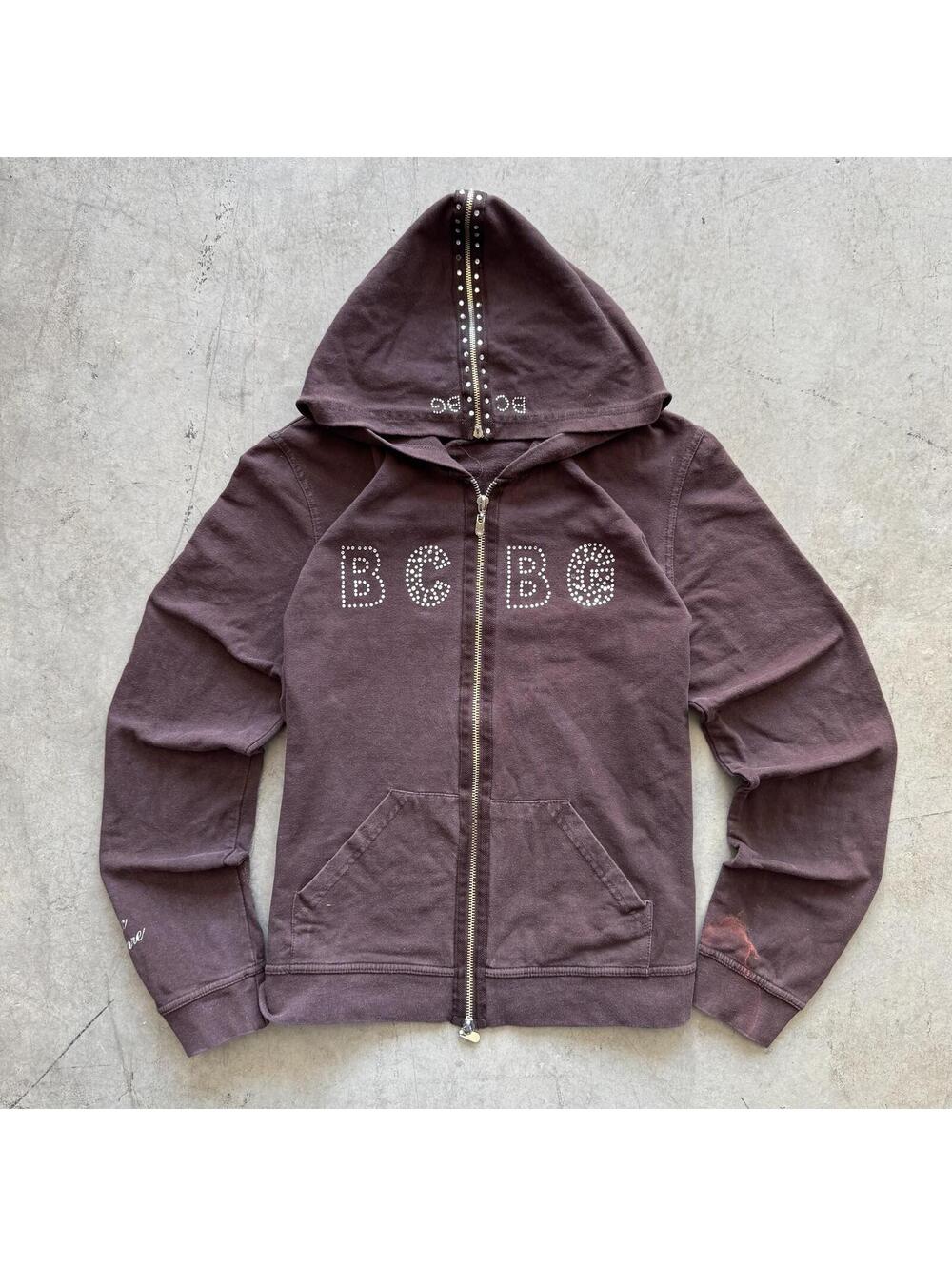 Vintage 2000s BCBG Bedazzled Brown McBling Zip Up Track Jacket